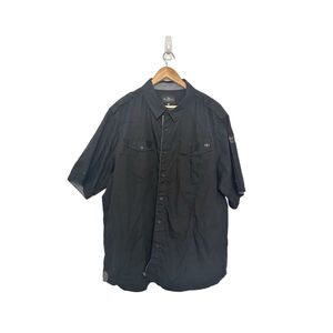 VTG Marc Ecko Cut & Sew Y2k Utility Camp Shirt Men 3X Black Button Grunge Logos